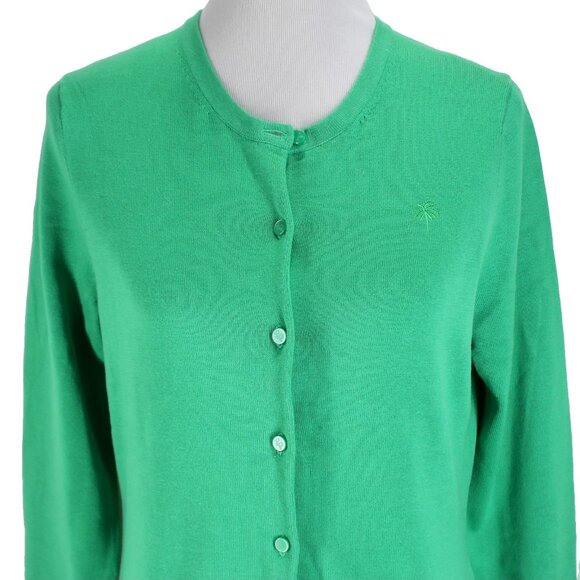 Lilly Pulitzer Cardigan Sweater Womens Size L Green Long Sleeve Button Front - Picture 2 of 7